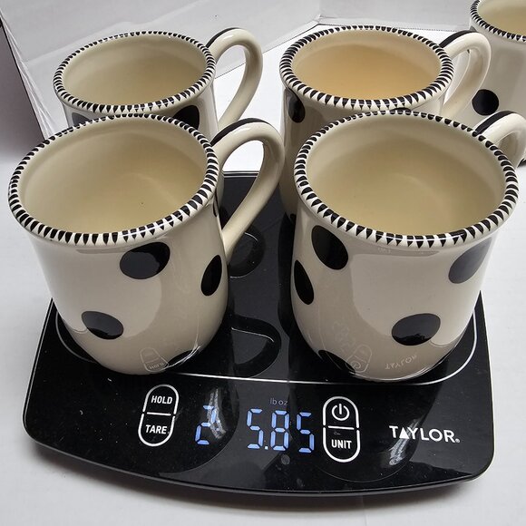 4 Ceramic M Bagwell Mix & Match Polka Dot Black White Striped Mugs Cups Lot #2 - Picture 1 of 6